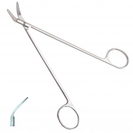 Ножиці судинні, вертикально - зігнуті, під кутом. Довжина 16,0 см